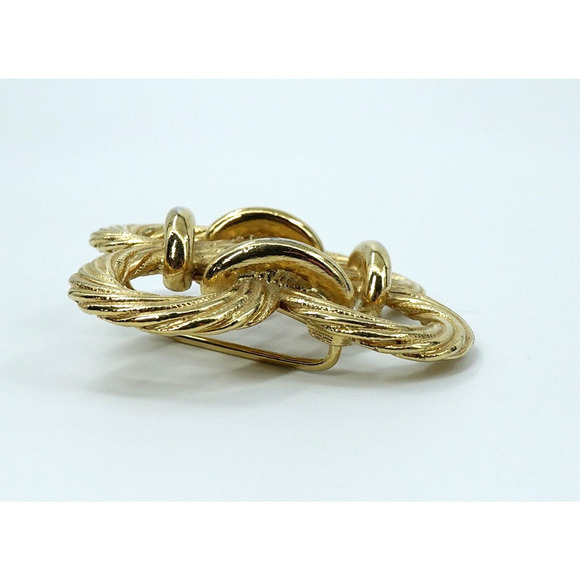 Vintage Swirl Gold Tone Brooch Linked Circles Woven Pin - Picture 6 of 8